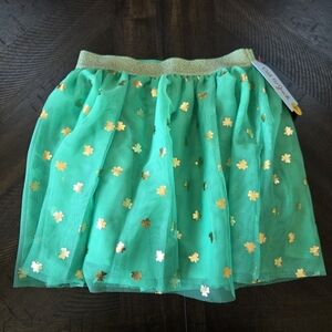 Cat & Jack New Shamrock Green & Gold Tutu Skirt Girls Small (6/7) Dance Dress up